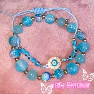 Light blue spiritual eye bead bracelet
